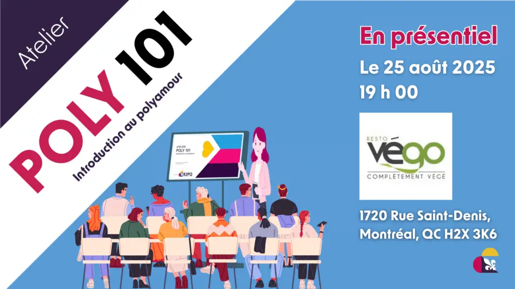 Image annonçant l'événement Poly 101 du 25 août au Resto Végo sur la rue St-Denis à Montréal